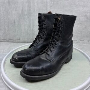 Vintage 1990 Addison Shoe Co. Military Boots Mens 9.5 Black Grunge Punk Combat
